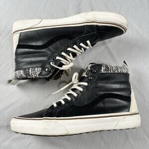 Vans Sk8-Hi MTE Marshmallow Womens Size 9 Black Leather Casual Sneakers 721454
